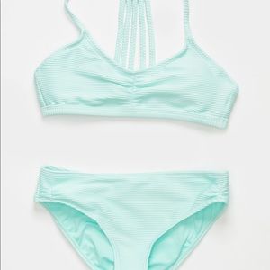 Kids Blue Ribbed Bikini Set